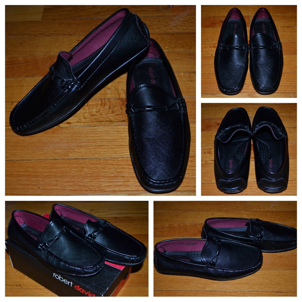 Men’s Robert David black slip-on loafers, size 7